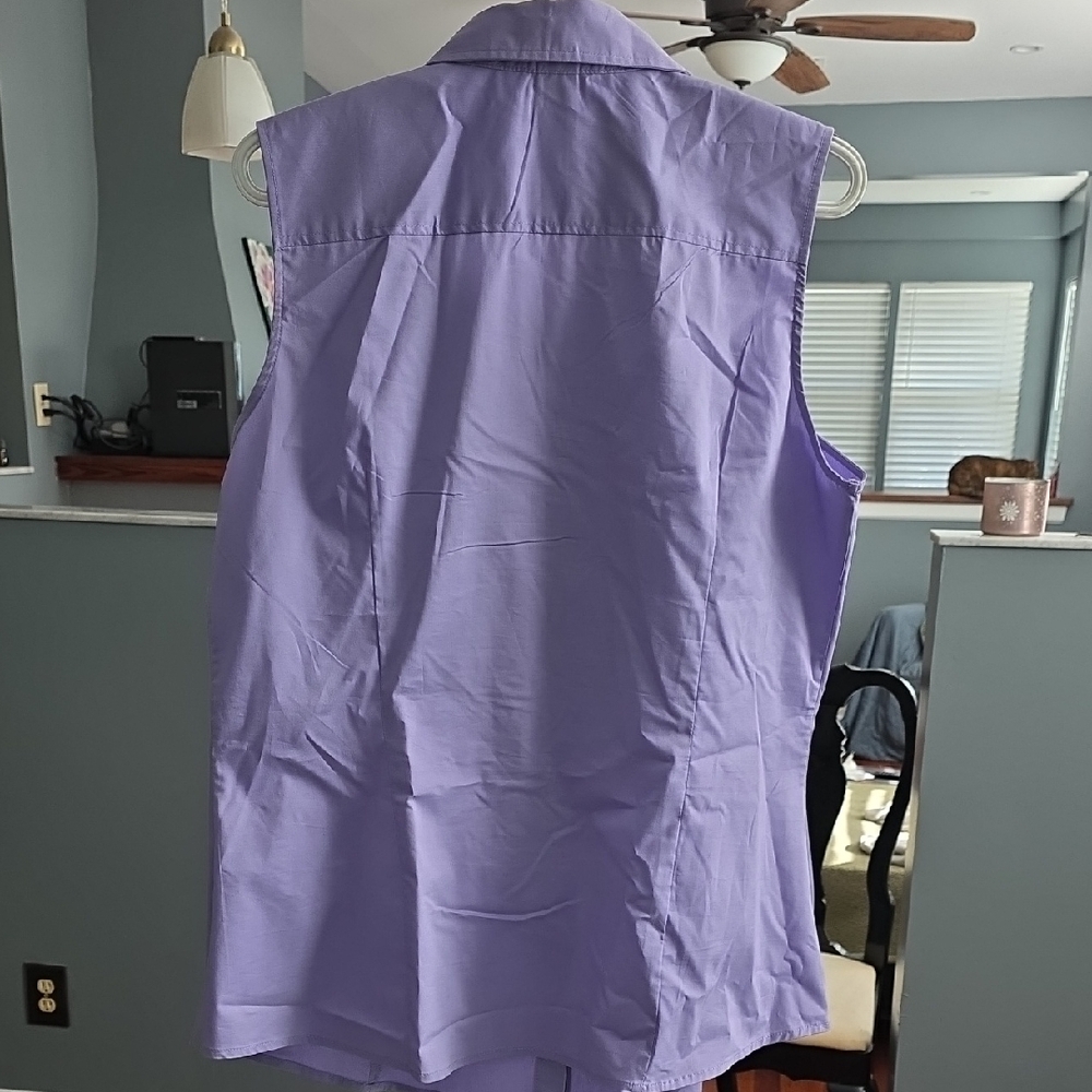 Ashley Stewart Lavender Sleeveless Ruffle Blouse - Picture 4 of 8